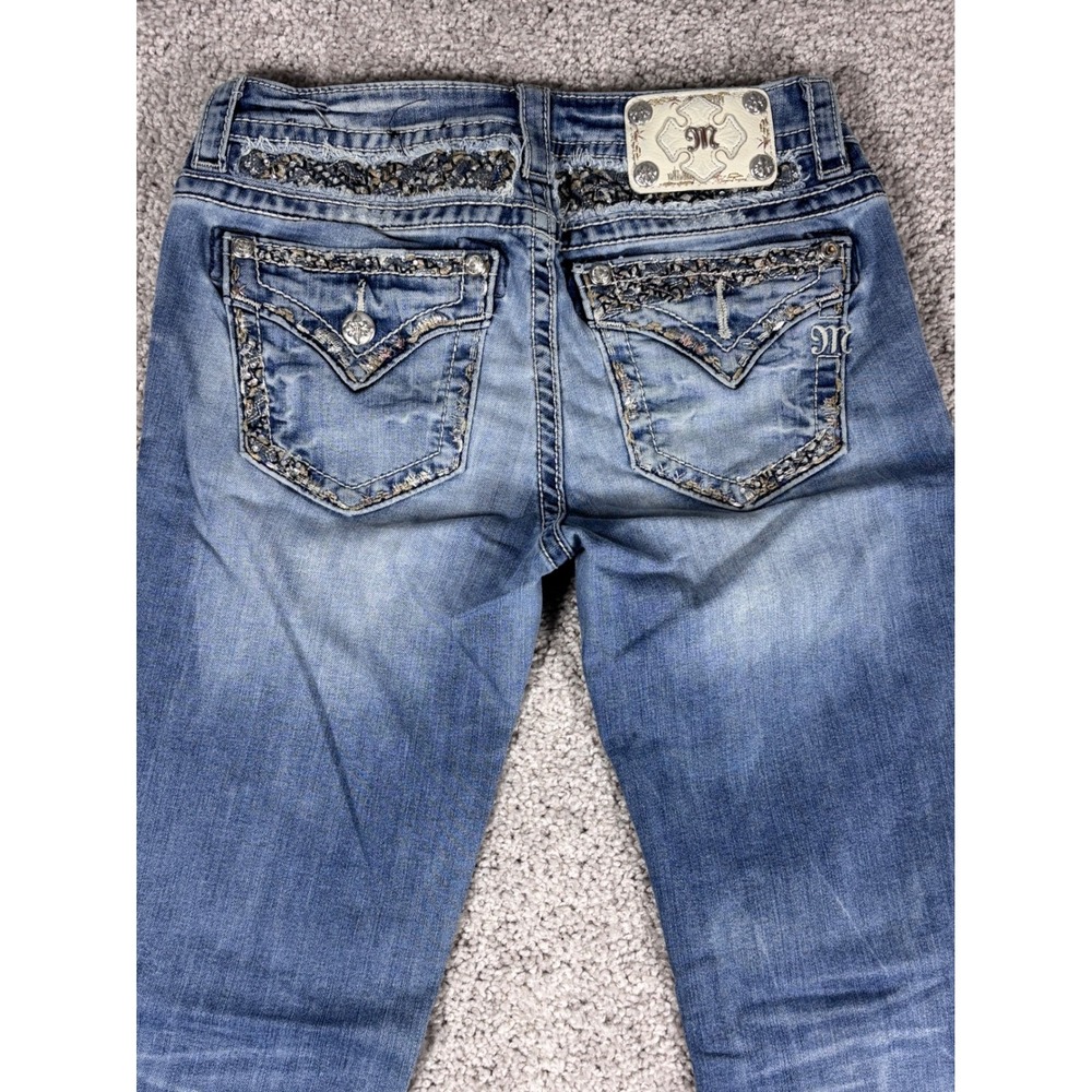 Miss Me Jeans Women's Size 27 Bootcut Embellished Rhinestone Denim (READ)